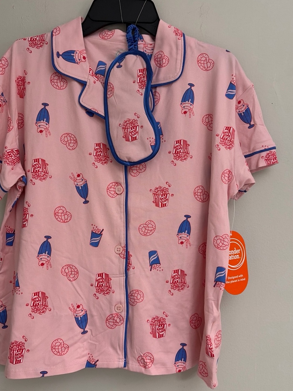 Wonder Nation New! Kids Pink Popcorn & Treats Pajama Set size XL 14-16